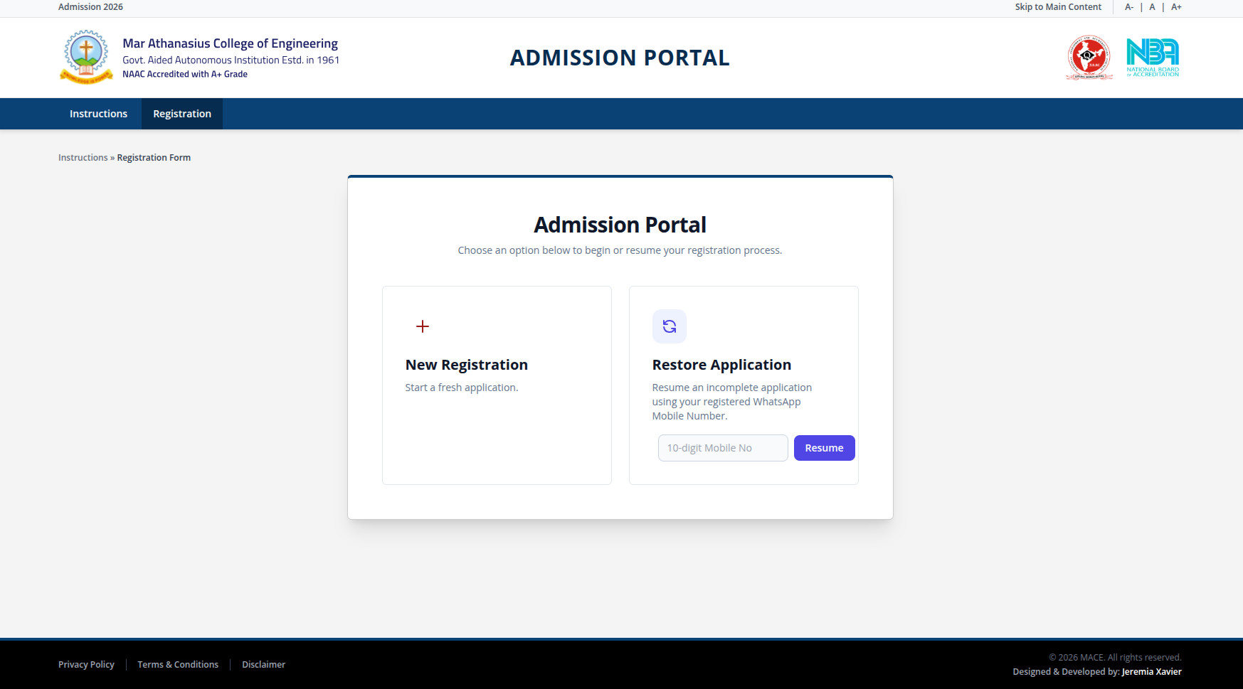 MACE Admission Portal